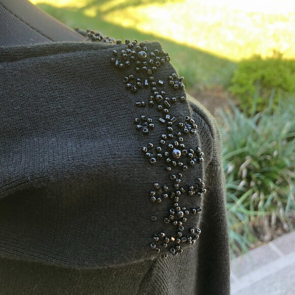 Beaded trimmed black dressy sweater by Emma James, Size M - Picture 4 of 6